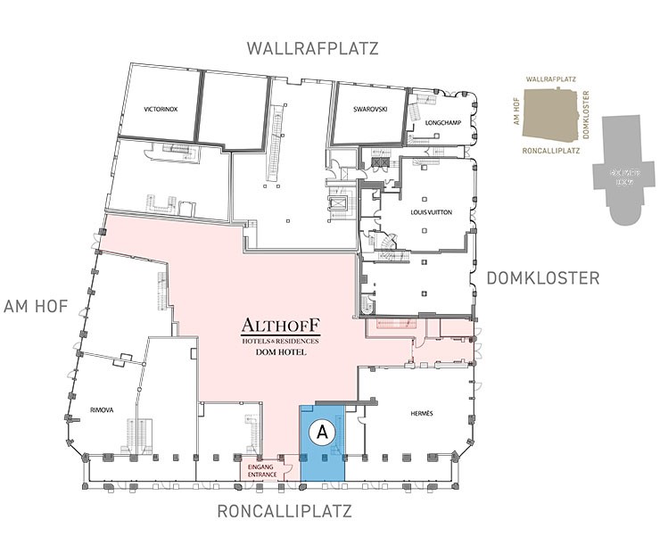 Floor plan for shop A on the ground floor of Domcarré Cologne